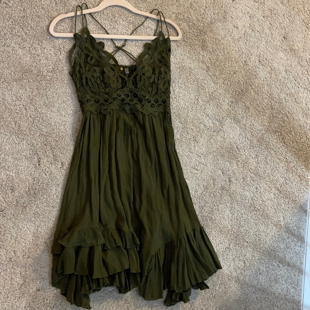Free People size M Lace Ruffle Tiered Mini Dress